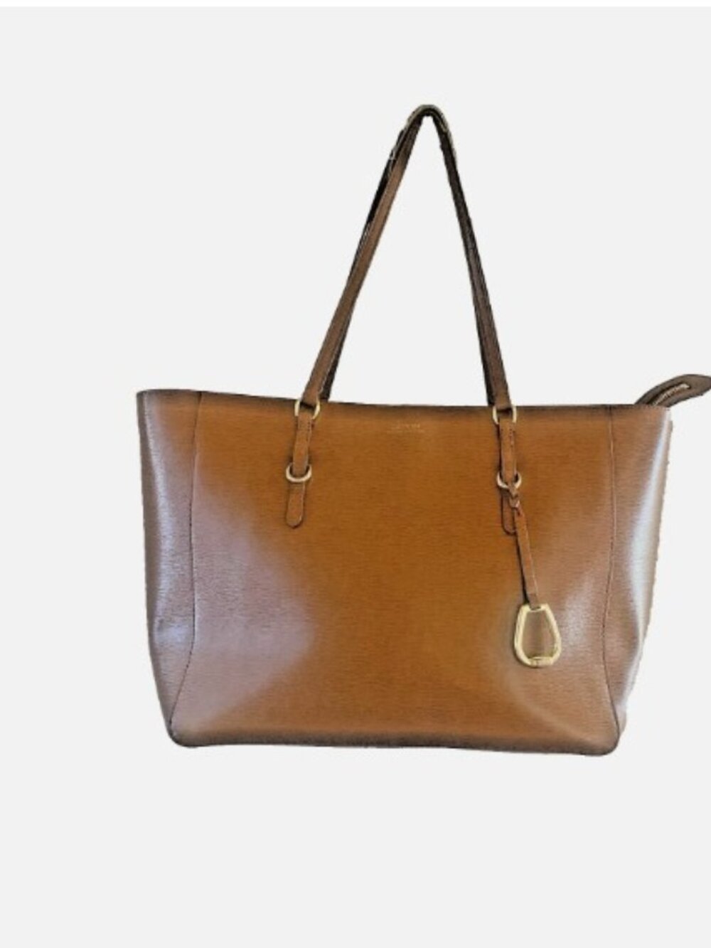 RALPH LAUREN Bennington Large Genuine Brown Leather Tote Shoulder Handbag